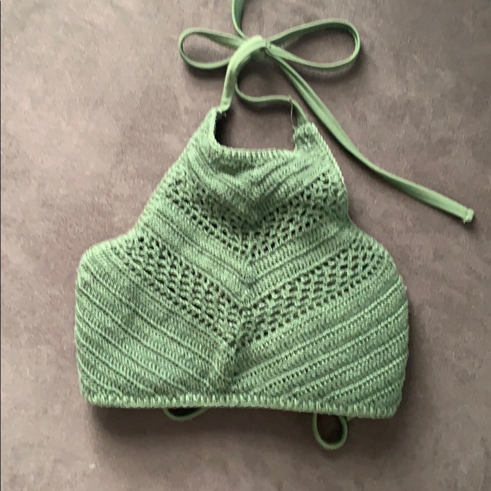 Crochet High Neck Bikini Top